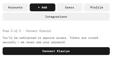 Connect Klaviyo button